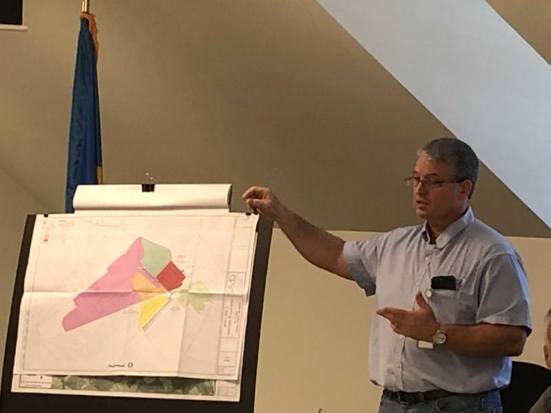 Lewes Board of Public Works General Manager Darrin Gordon presents a proposal to allow for upfront sewer impact fees for a workforce housing project to be deferred. Developer Preston Schell has argued that the full impact fee upfront would hurt the affordability of the units. RYAN MAVITY PHOTO