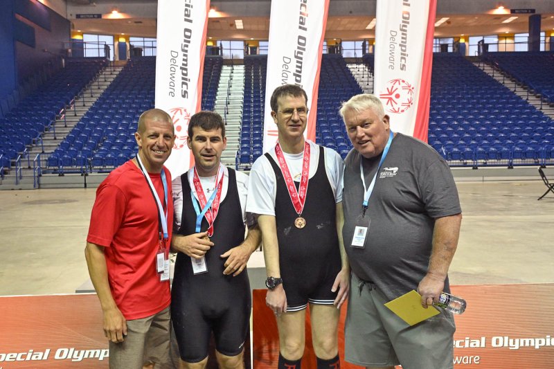 The Sussex Riptide crew comprises (l-r) coach Jason Stevenson, Mark Kelly, Colin Mullen and coach Tony Summers.
