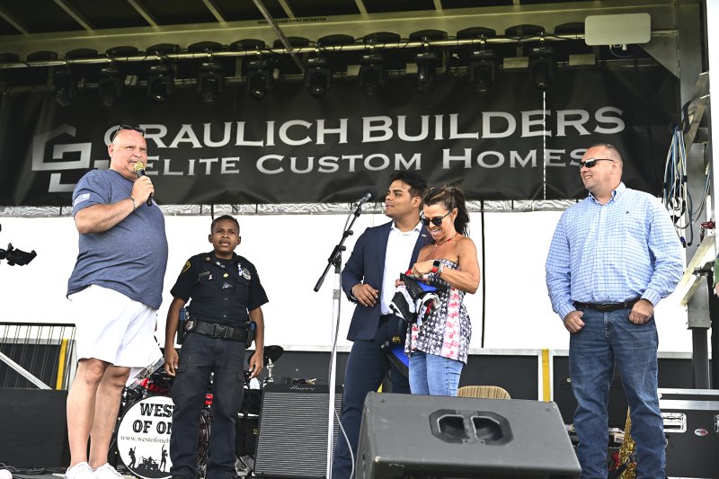 Taking the stage are (l-r) DJ Manny Mann, emcee for the event; D.J. Daniel; Daniel Willis, Sussex GOP chair; Kyle Shaffer, founder and organizer; and Sen. Brian Pettyjohn, R-Georgetown.