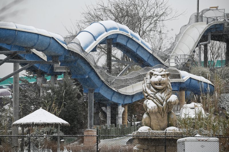 The slides at Jungle Jim’s are probably slippery in this wintry weather. NICK ROTH PHOTO