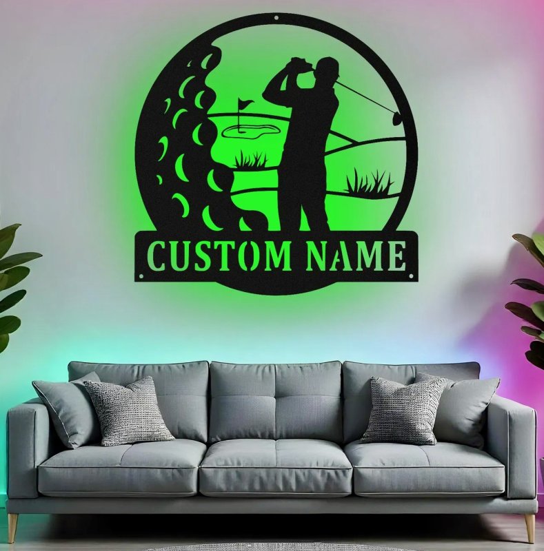 This metal, LED-lighted golf mural comes in sizes up to 39 inches wide, or about half a sofa.