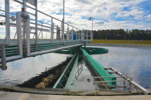 During the treatment process, effluent is pumped to a clarifier where solids settle at the bottom. The county has another identical clarifier at the Inland Bays plant ready for future expansion. BY RON MACARTHUR