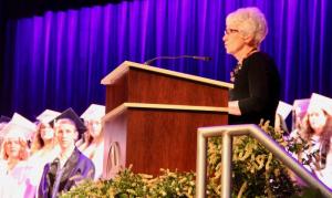 Dr. Susan Bunting, Delaware’s secretary of the Department of Education, encourages Sussex Academy graduates to reach for the stars.