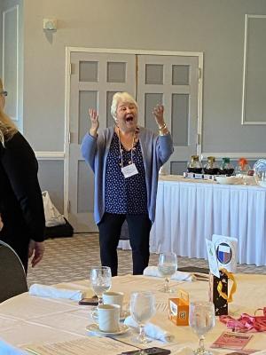 Ann Sebastien sings at a women’s club meeting. SUBMITTED PHOTO