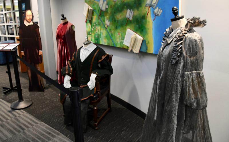 Costumes used in Shakespeare productions are on display at the Lewes Public Library throughout April during the festival.
