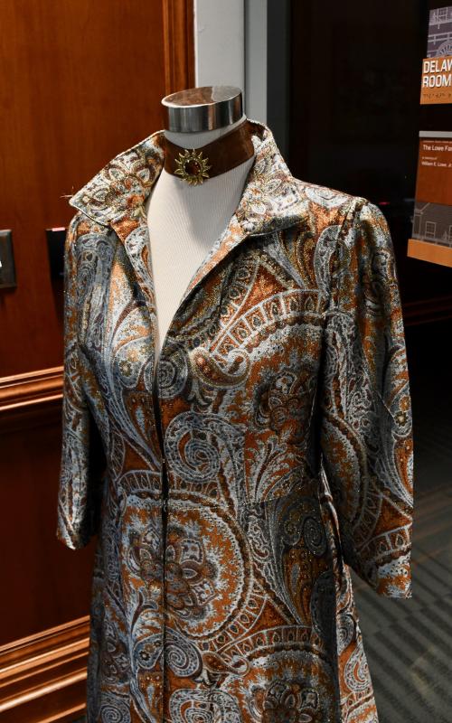 This costume for Queen Gertrude is from the Folger Theatre’s award-winning 2010 production of “Hamlet.”