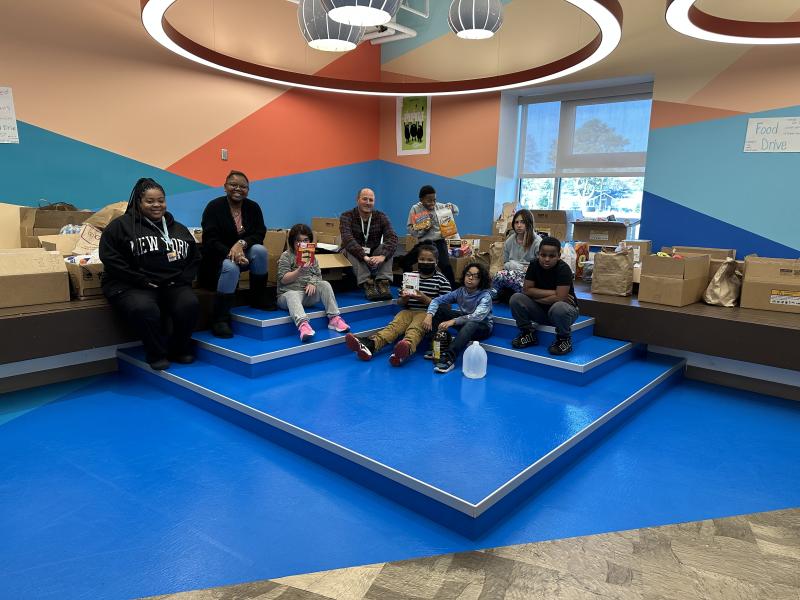 Rehoboth Elementary students and teacher who organized the food drive for Caroling on The Circle are in back (l-r) Candy Pritchett, Bethany Foye, Olivia Russell, teacher Scott Pierce, Jacob Lofland and Katiana Napier. In front are Larry Oliver Jr., Gabriel Morris and Zamarion Lamb. SUBMITTED PHOTOS