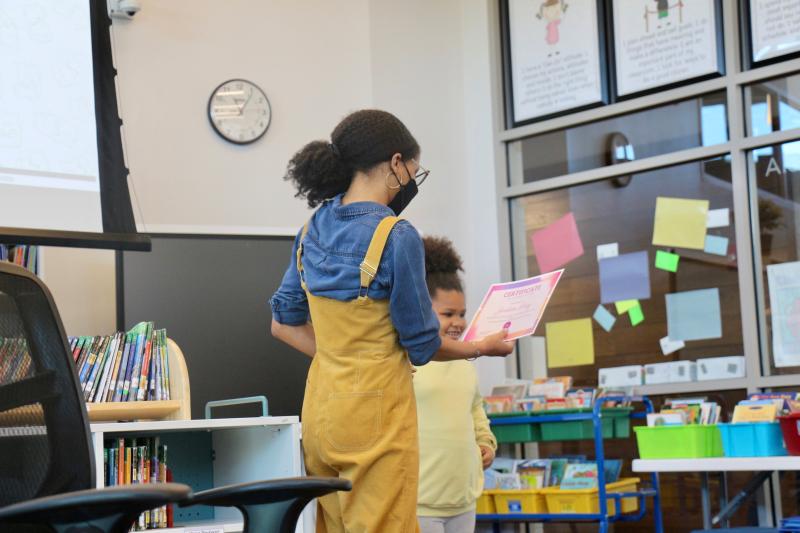 Following the presentation, Zaylin Dice presented Jordan Saez with a special award.