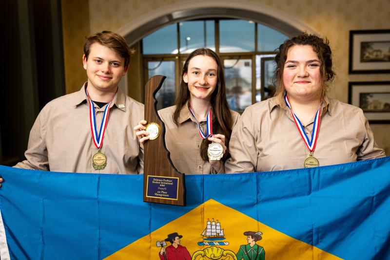 Cape High students (l-r) Wiley Owens, Hazel Getzlaff and Jacqueline Nelms won first place in the management competition at the 10th annual Delaware ProStart Student Invitational March 10. SUBMITTED PHOTO