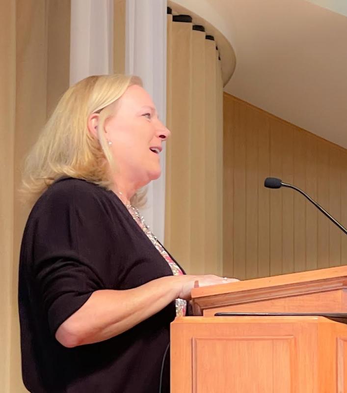 Director Betsy Plowman gets teary eyed as the program comes to a close.