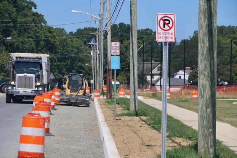 A bypass lane will be striped on the east side of Sussex Drive to allow people to get by while cars wait to turn into the new Frederick D. Thomas Middle School.