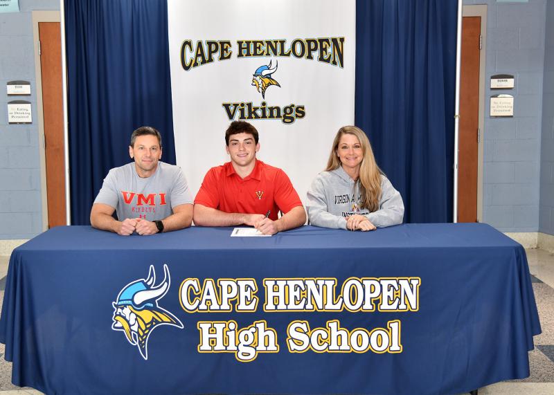 Patrick Donahue signed to wrestle at Virginia Military Institute. Shown are (l-r) John, Patrick and Jen Donahue.