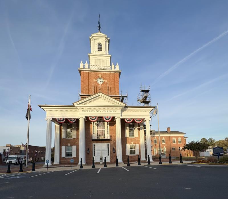 The cupola on the historic Sussex County Courthouse