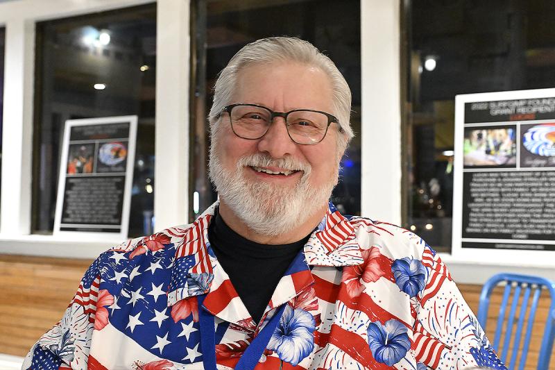 Steven Huber, emcee and volunteer with the Surfgimp Foundation.