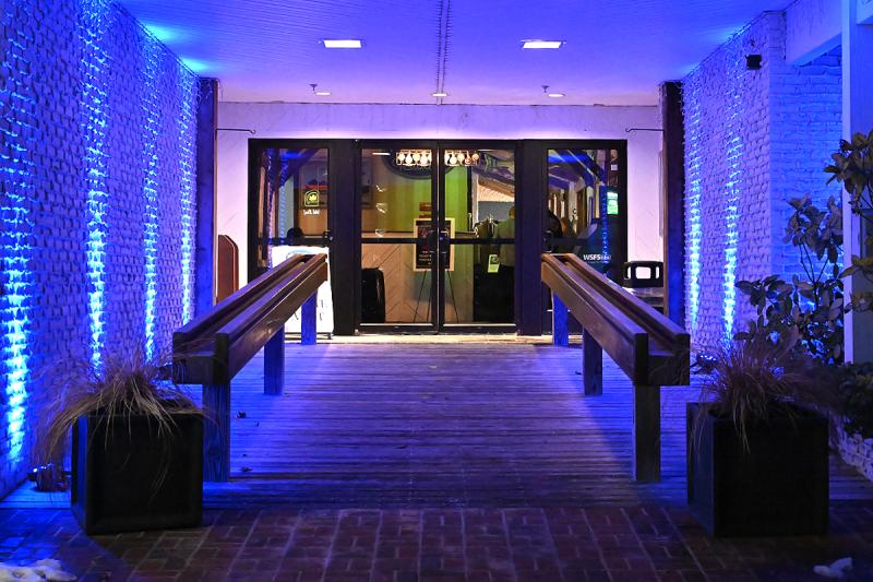 The entrance to the Rusty Rudder looks festive for the Winter Beach Bash.