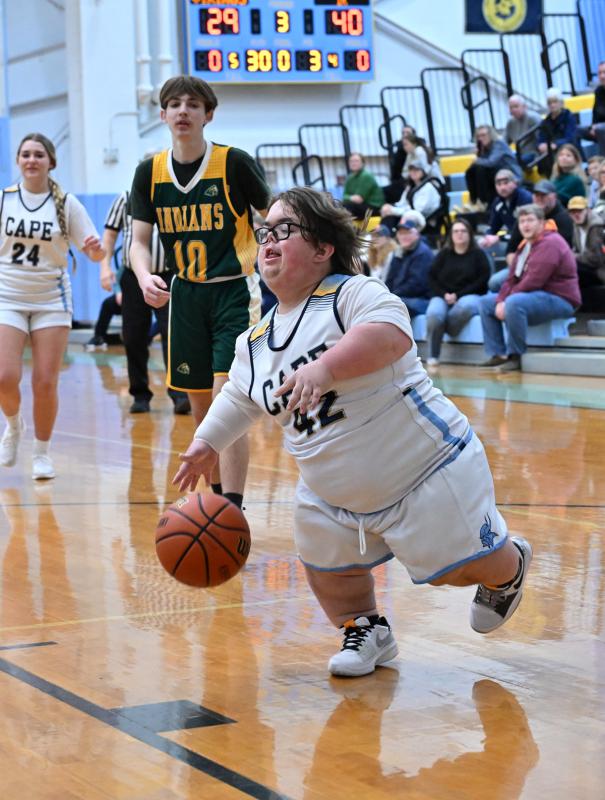 Cape freshman Norman Rust drives to the paint. He scored four points in the contest.