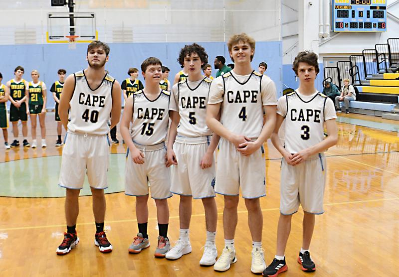 Cape unified starters were (l-r) Jaxon Benton, Luke Archer, Quinn Lobley, Logan Felker and Xavier Zimmer.