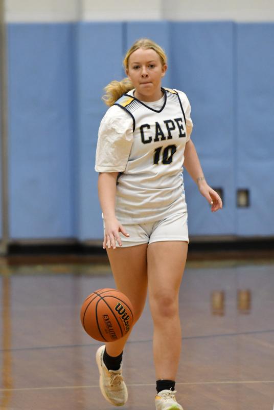 Elizabeth Sprague brings the ball up for the Vikings.