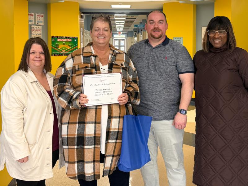Gathered for the Delaware’s Mentor of the Month presentation are (l-r) Deanna Watson, honoree Teresa Shockley, Frank Shockley and Tanny Dickerson. SUBMITTED PHOTO