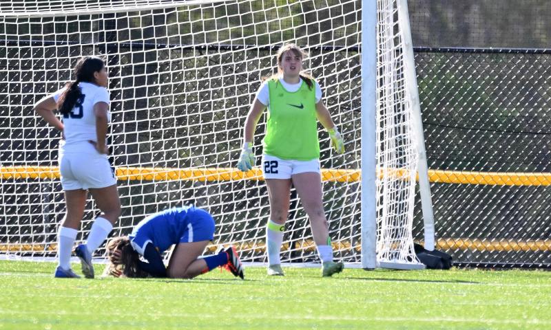 Cape JV keeper Sadie Wakefield stands tall after making a save on a CR breakaway in the waning minutes for the junior varsity victory.
