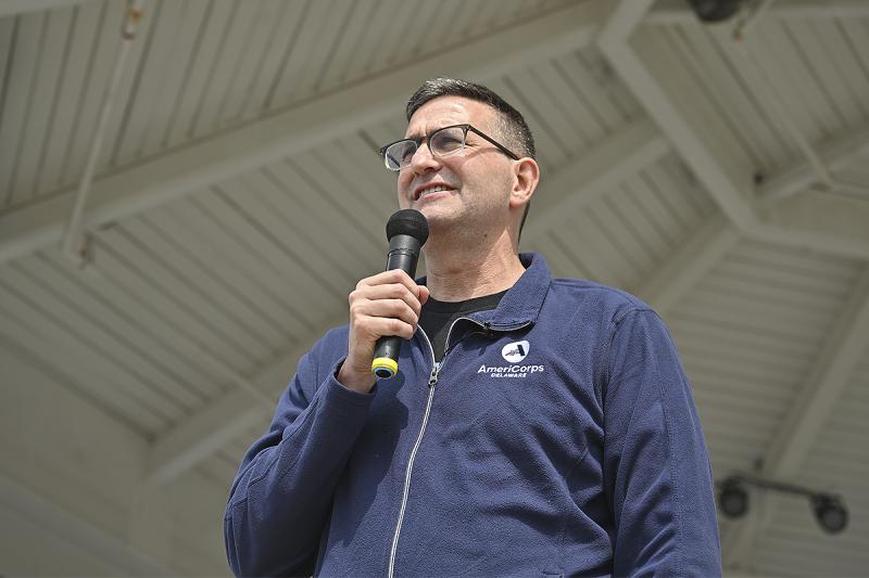 Delaware Gov. Matt Meyer addresses the crowd.