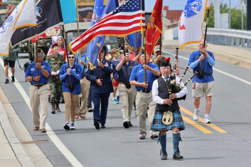 Members of American Legion Post 17 lead the Lewes Memorial Day Parade over the drawbridge. The annual parade honors veterans from all conflicts. The parade ended at Post 17, where a traditional ceremony was held.