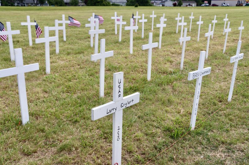 A field of white crosses stands along Coastal Highway on the parish grounds of St. Jude the Apostle Church near Lewes. Names of veterans who have died by suicide are written on some of the crosses. The Knights of Columbus and 22aday.org are placing 22 crosses per day for 30 days to raise awareness of veteran suicide. BILL SHULL PHOTOS