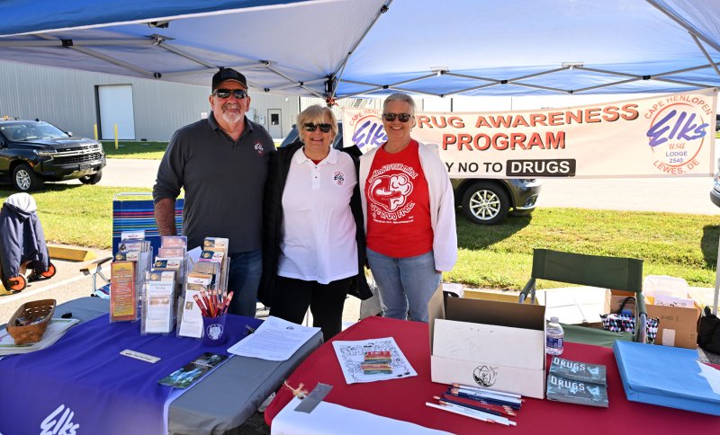 The Seaford and Cape Henlopen Elks Lodges are represented by (l-r) Denny and Fran Shook of the Cape Henlopen lodge and Debbie Ellis of the Seaford lodge.