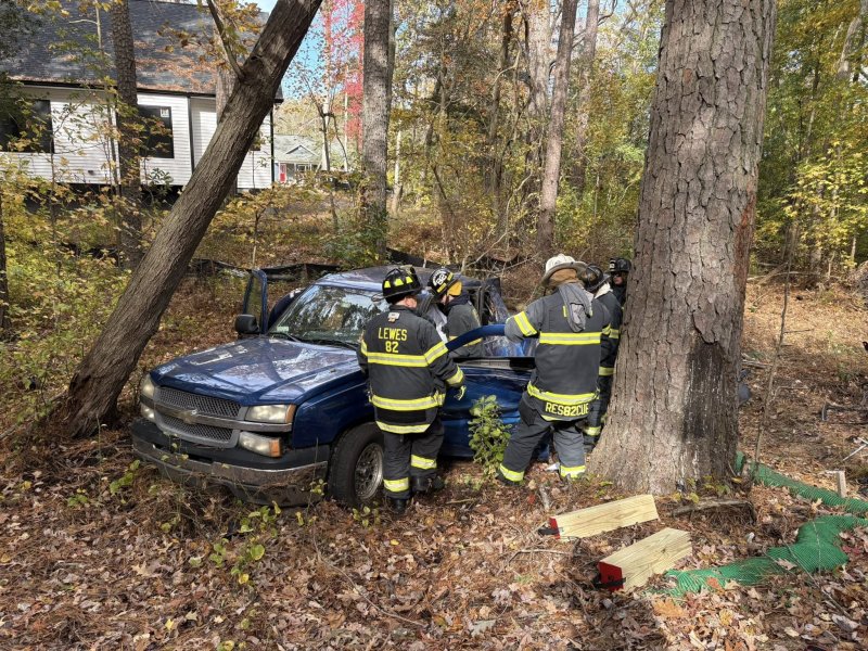Lewes firefighters respond to a crash Nov. 4 off Dorman Road. LEWES FIRE DEPARTMENT PHOTOS