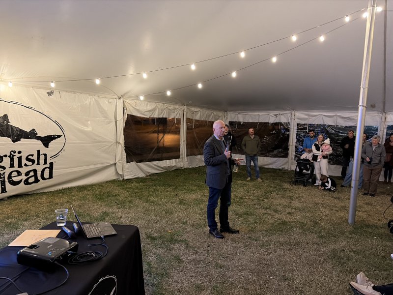 Former Gov. Jack Markell speaks on the history of Delaware’s trail system. RYAN MAVITY PHOTO