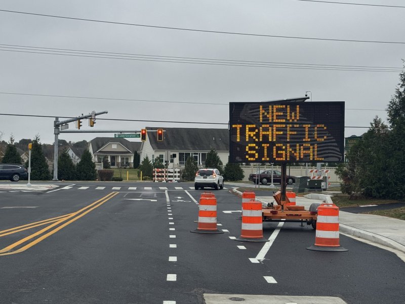 A new traffic signal at the intersection of Route 9 and Nassau Commons Boulevard is set to go online Friday, Nov. 21. NICK ROTH PHOTOS