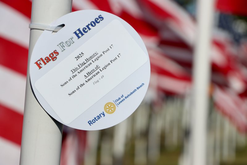 This medallion is attached to one of the flags. It honors the Sons of the American Legion Post 17.