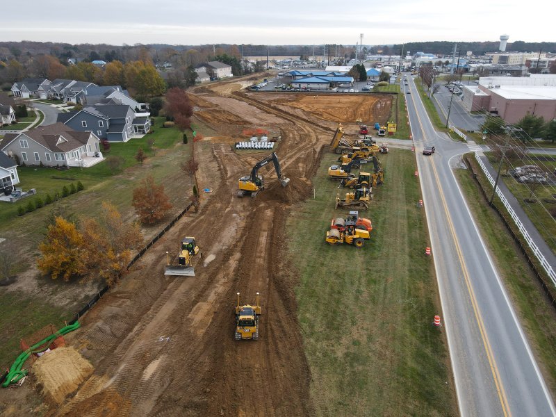 Crews from A-Del Construction begin to move dirt for the new road that will realign Old Orchard Road with the signalized intersection at Savannah Road. NICK ROTH PHOTOS