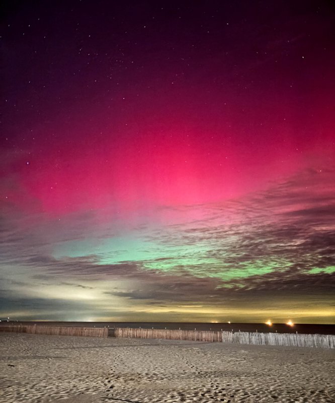 The northern lights turn the Lewes sky a vibrant shade of pink Nov. 11.