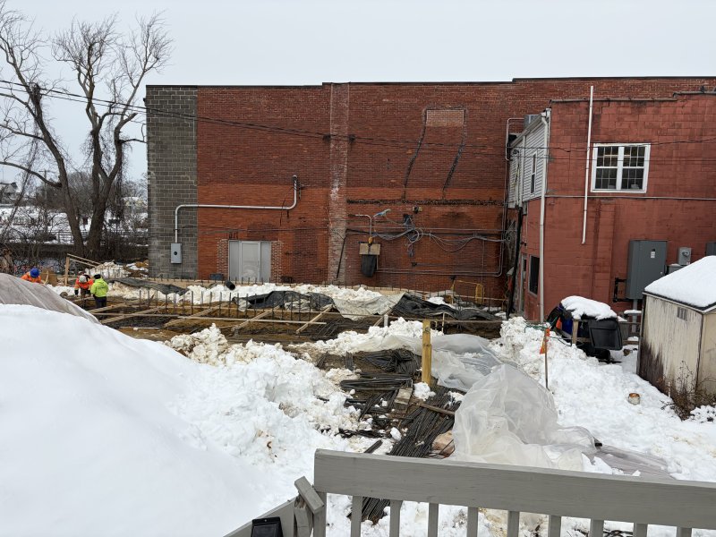 Milton Theatre began pouring concrete on its new educational wing Feb. 19, a 2,850-square-foot addition to the more than 100-year-old building. The theatre has also begun a 30-day fundraising effort to try to purchase the adjacent Quayside Stage property. RYAN MAVITY PHOTO