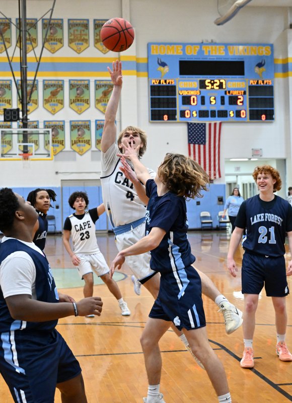 Senior Logan Felker takes a shot for the Vikings.
