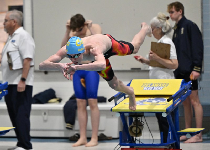 Cape’s Brandt Kuklish leaves the blocks for the 500 free.