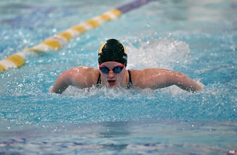 Indian River’s Macyn Hockman swims the fly leg of the medley relay.