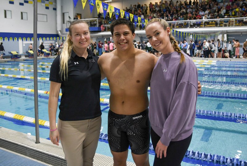 Delmarva Christian is represented by (l-r) assistant coach Laurel Kamosa, Tristan McCullough and coach Brooke Ogden.