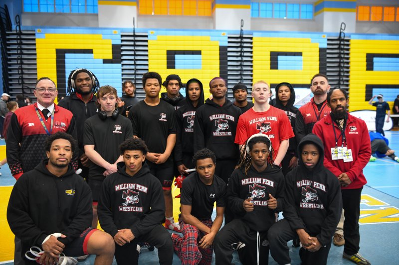 The William Penn wrestling team of coach Joe Archangelo, who is retiring at 56 years old.