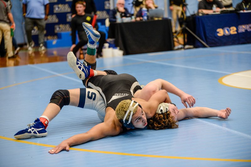 Anthony Andrews of Sussex Tech wins by tech fall over Zach Derbyshire of Sallies.