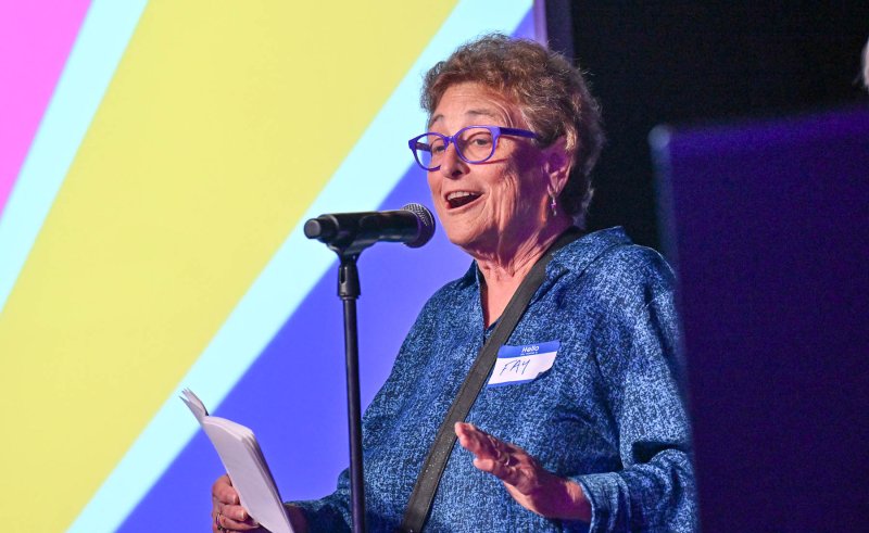 Comedian and writer Fay Jacobs emcees the event.