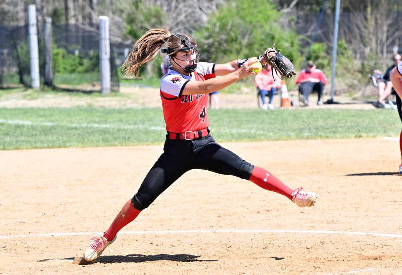 Conrad senior pitcher Olivia George picked up the victory for the Red Wolves.