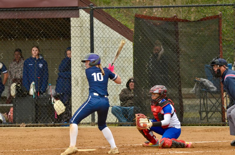 Seahawks freshman Danica Bergh loads up to drive the ball into the outfield.