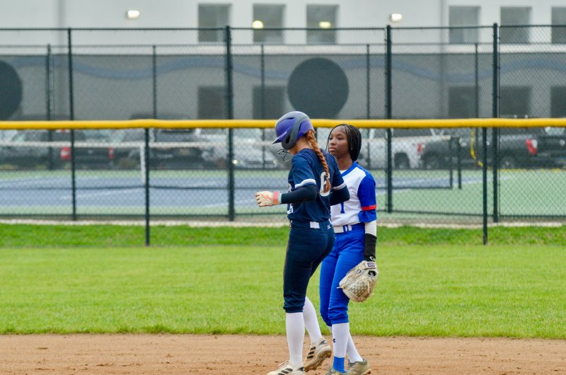 Sussex Academy freshman Emma Orlen found herself on second base.