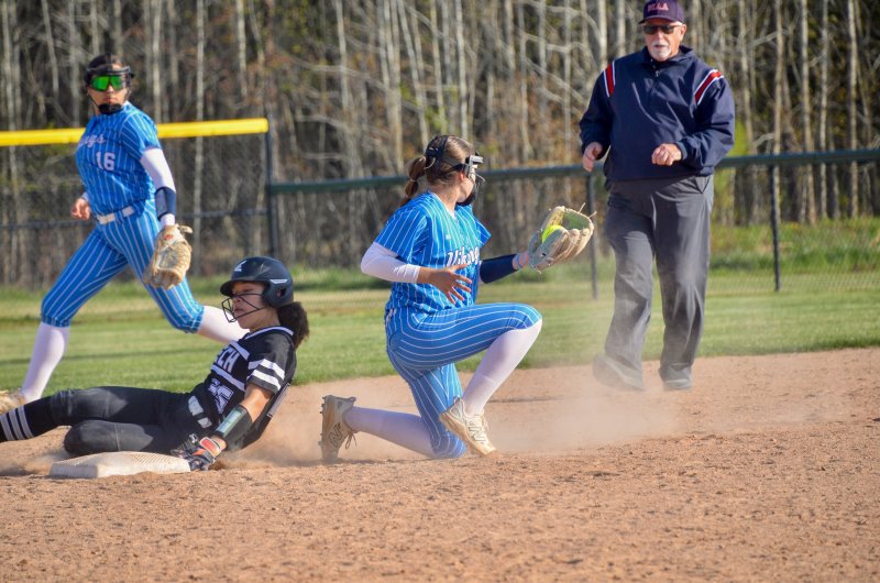 Cape freshman Riley Windish catches a dart, but Tech freshman Journey Hearne had already taken second on a steal.