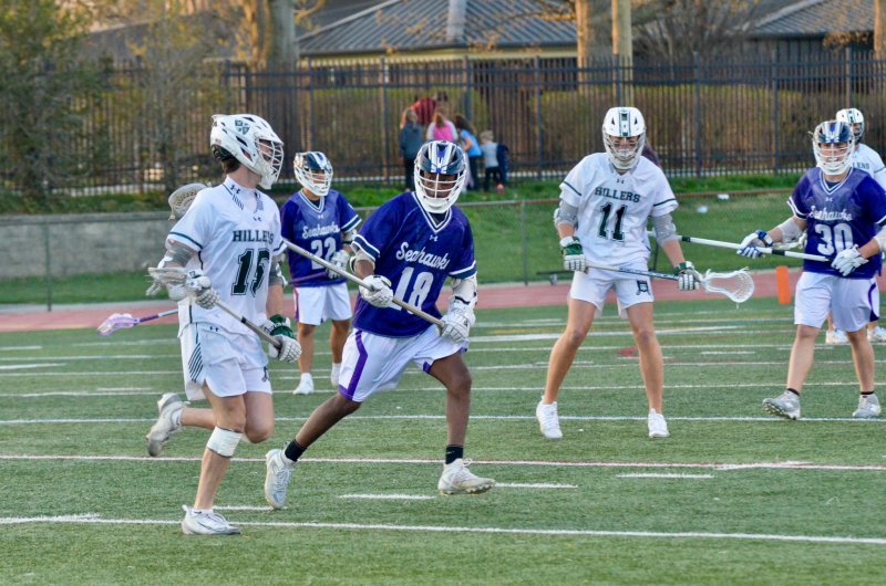 Seahawks senior Sebastian Scruggs locks in on defense.