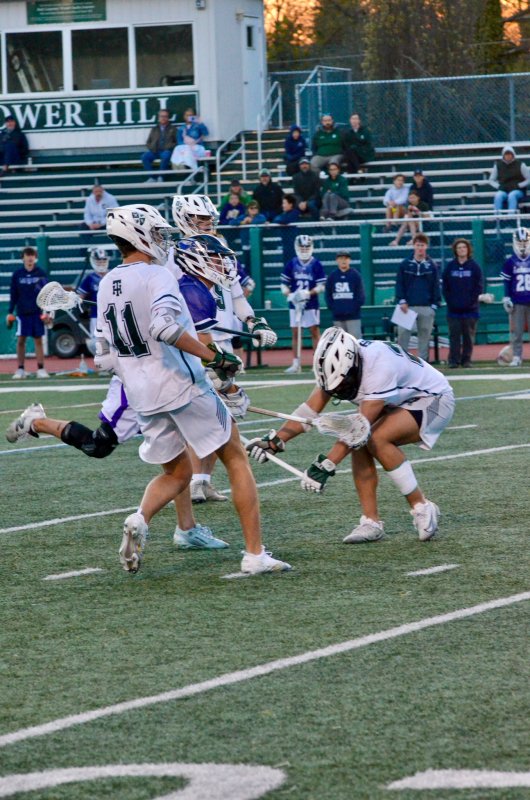 Gideon Sammons somehow got this shot off as three defenders were closing in.