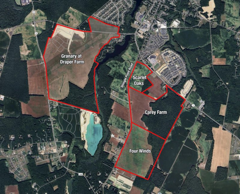 A view of Carey Farm in relation to its neighboring developments, Scarlet Oaks and Four Winds. CHRIS FOSTER GRAPHIC