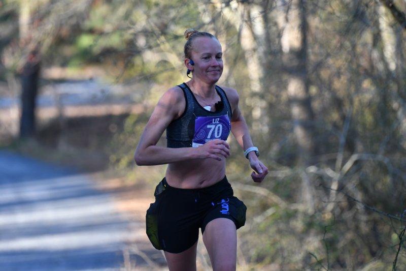 Elizabeth Hauger wins the women’s marathon with a time of 3:08:43.